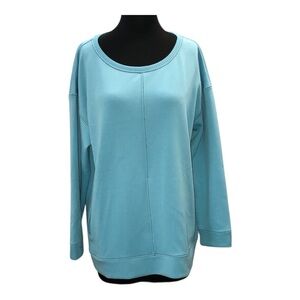 Chico's Zenergy Light Blue Oversized Soft Top Size 2 ~ (US Size 12/14) Pockets